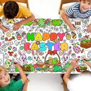 Easter Giant Coloring Tablecloth 75” x 31” Easter Coloring Poster Jumbo Paper Banner Crafts for Kids DIY Painting Drawing Banner/Tablecloth for School, Spring Theme Parties, Wall Decor