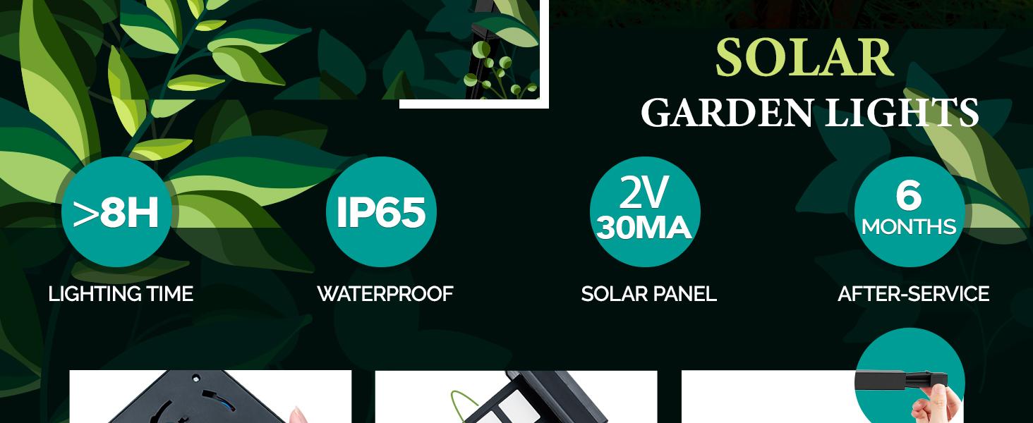 GIGALUMI Solar Garden Lights, Waterproof, Solar Walkway Lights Maintain 10 Hours of Lighting for Your Garden, Landscape, Path, Yard, Patio, Driveway