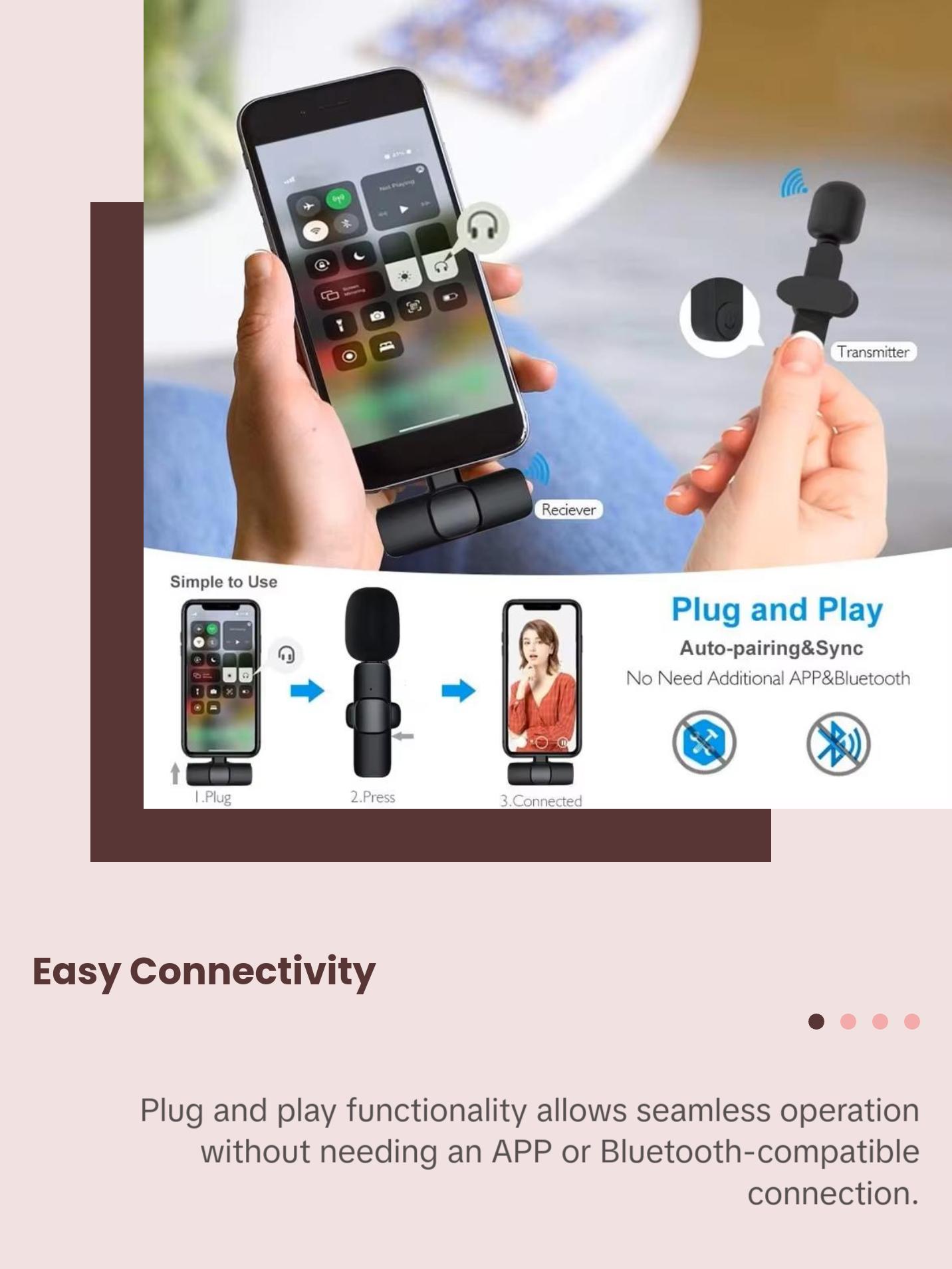 Wireless Lavalier Microphone Portable Audio Video Recording Mini Mic for Iphone Android Live Broadcast Gaming Phone Mic WIFIT