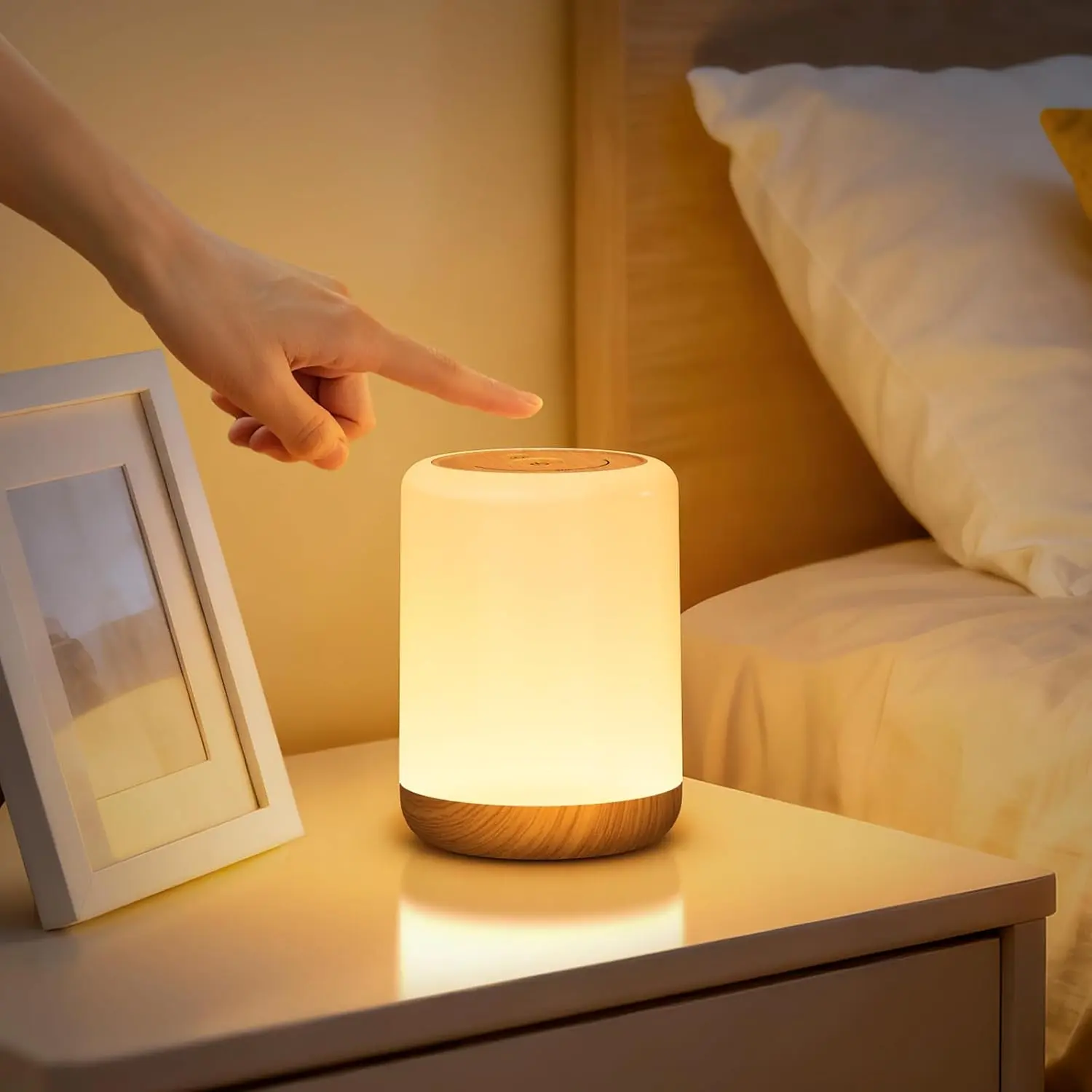 NUPOSTAI LED Bedside Night Lights - 256 RGB Dimmable, Color-Adjustable, Touch-Controlled, USB Rechargeable, Eye-Friendly Compact Desktop Desk Lamp with Timer, LED Sleep Lights for Baby Kids Bedroom, Ideal for Home Breastfeeding Birthday Christmas Gifts, D