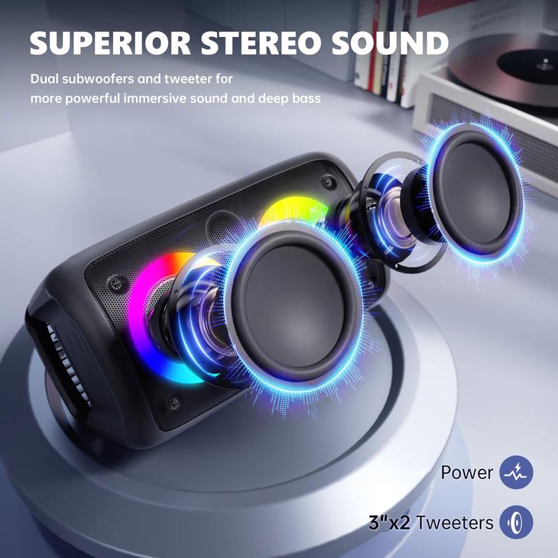Portable Wireless PA Speaker Compact Karaoke Subwoofer with Colorful Lights Supports TF Card, FM, USB Type-C Charging Ideal for: Indoor Dancing Family Gatherings Karaoke Sound Systems Courtyard Relaxation Disco KTV Holiday Gifts