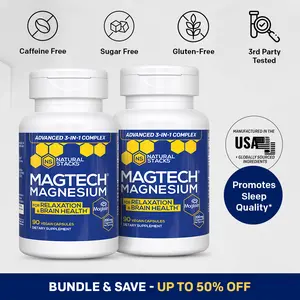 MagTech Magnesium (90ct) - 2 Pack - - Promotes Sleep Quality and Relaxation* - Contains Magnesium Glycinate, Magnesium l-Threonate (MagTein), and Magnesium Taurate