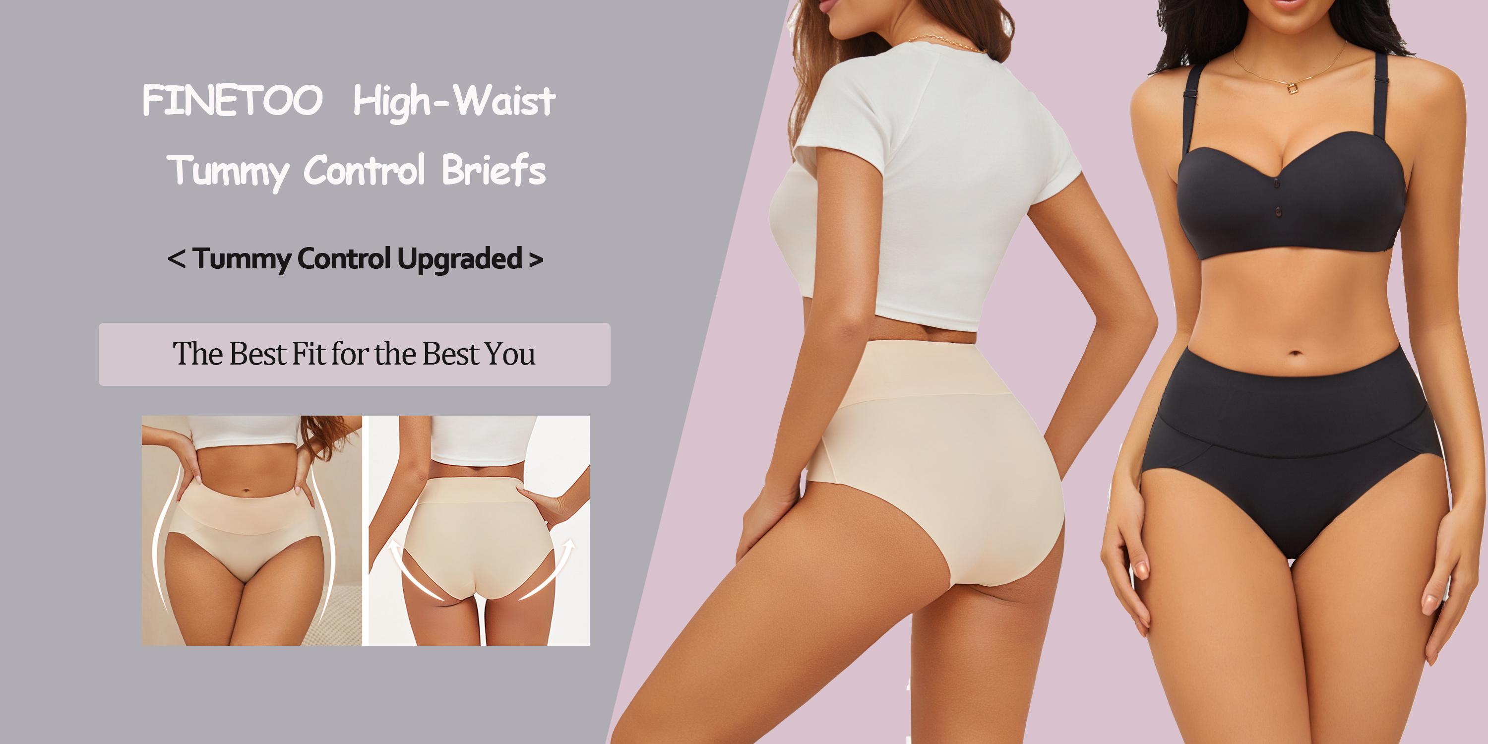 FINETOO Women's High Waist Seamless Underwear Plus Size Brief No Show Elastic Comfortable Panties 4 Pack S-XXXL Springtok  Tummy Control Soft Nylon Spandex Blend - Womenswear SpringStatements