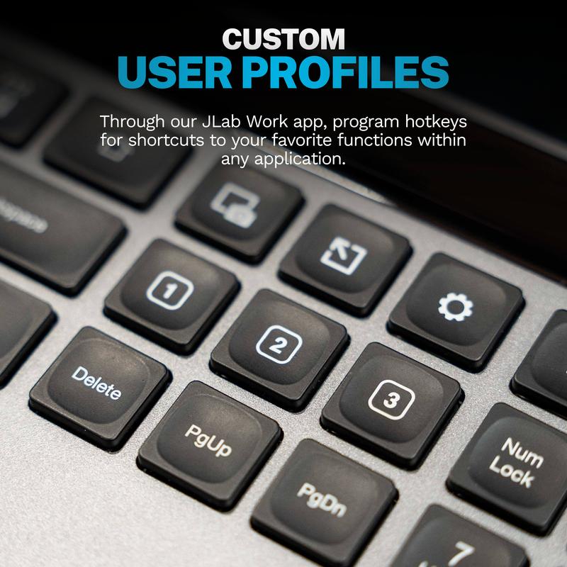 JLab Epic Wireless Keyboard & Mouse Set: Minimalist & Modern, Bluetooth/USB, Multi-Device, Illuminated Keys, Media Knob, Rechargeable 6-Month Battery, Customize