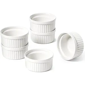 LE TAUCI Sauce Cups 2 OZ, Small Dipping Bowls, Mini Ceramic Ramekins Souffle Dishes, Sauce Dip Bowls for Charcuterie Boards, Microwave & Oven Safe, Set of 6, White