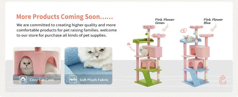 MADE 4 PETS Cat Tree 54-Inch Contemporary Design with Sisal Scratching Post & Climbing Ladder for Small Medium Cats Play House Condo