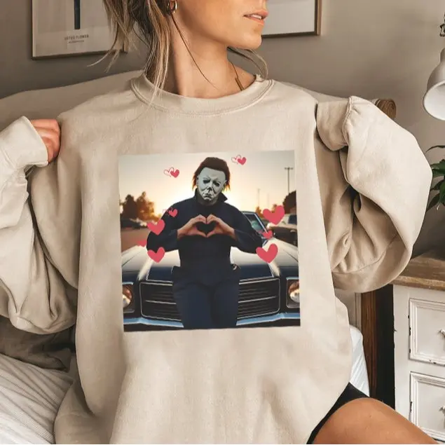 Valentines Myers Sweatshirt and T-Shirt, Michael Myers Sweater, Horror Movie Sweatshirt, Halloween Sweatshirt, Valentines Day Sweatshirt, Michael Myers Valentine Shirt, Funny The Horror Valentines Day Shirt, Michael Myers Lover Gift