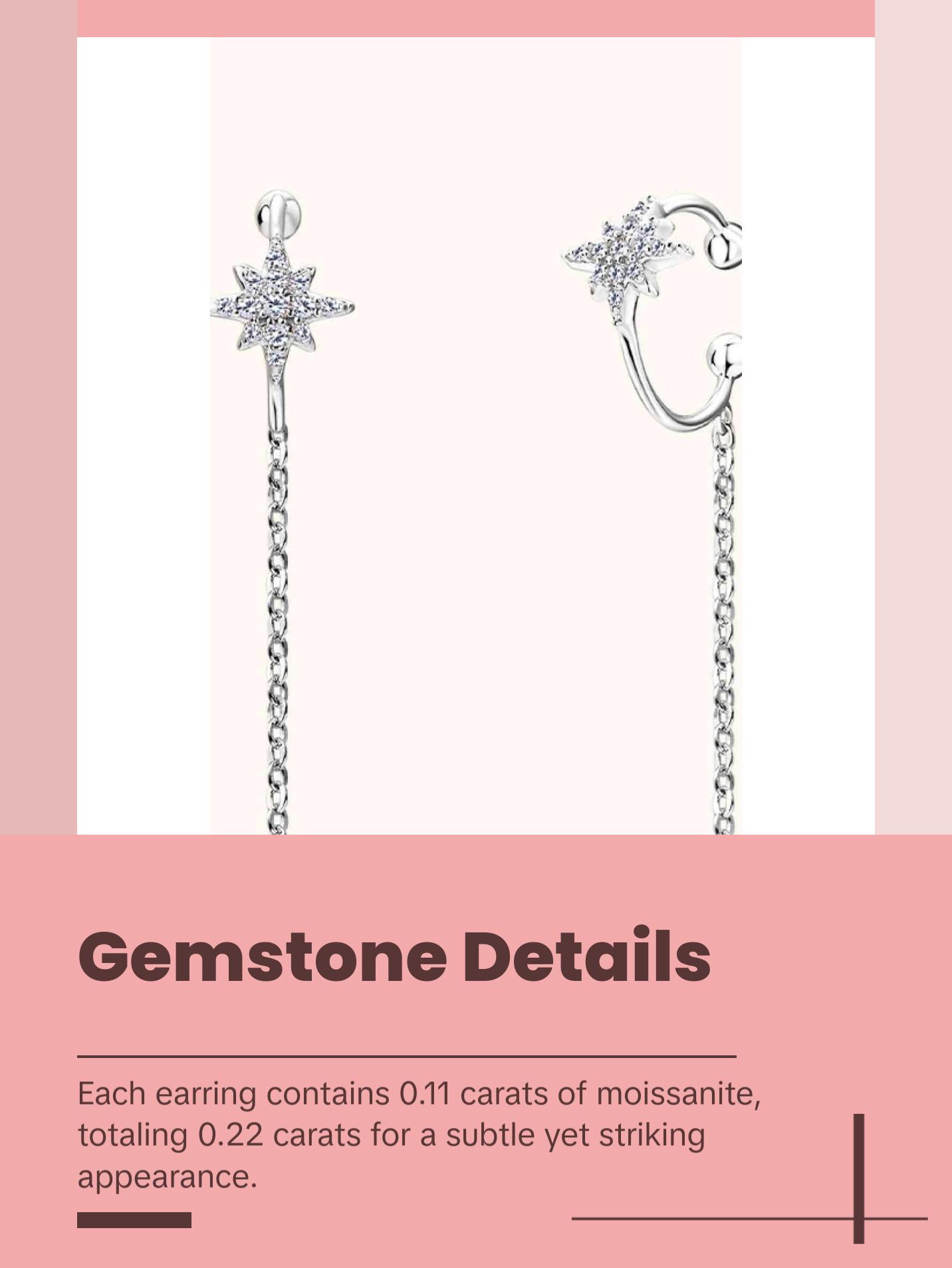 Moissanite 925 Sterling Silver Threader Earrings