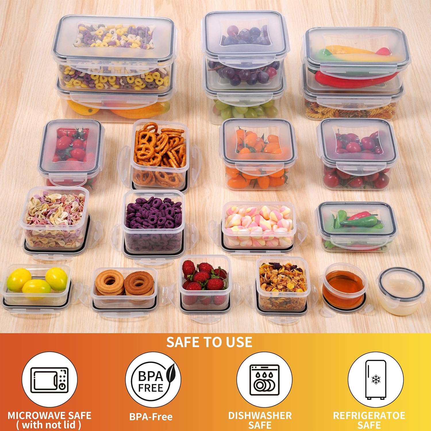 [Limited Time Sale] 40-Piece Plastic Airtight Food Storage Containers Set (20 Containers + 20 Lids) Leakproof, Reusable, Microwave & Dishwasher Safe