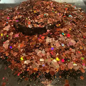 Reese & Riley Co. Whiskey Disco- Premium Brown Holographic Glitter Chunky Mix for Resin Art Tumblers Nails Freshies Slime DIY Crafts Kids Art Projects High Shine