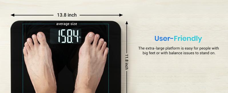 Etekcity Scale for Body Weight, Bathroom, Extra Wide Platform and High Capacity, Accurate and Safe, Easy-to-Read on Backlit LCD Display, 440 lb