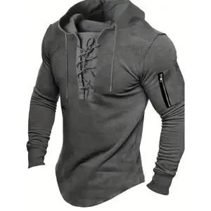 Men's Plus Size Vintage Style Hooded Drawstring Sweatshirt - For Spring/Autumn -  Men's Clothing - Comfortable & Stylish - Perfect Gift for Casual Wear vacation outfits