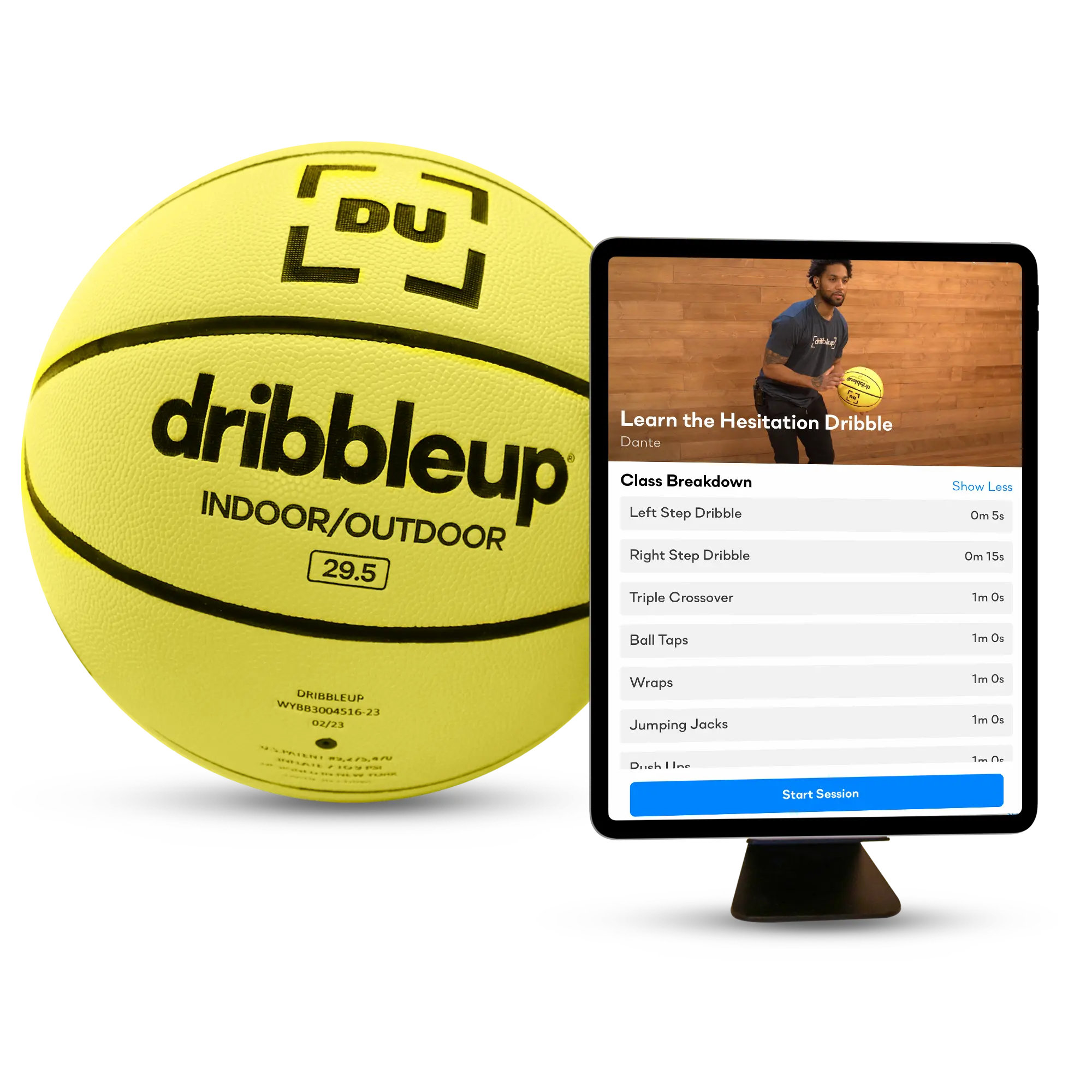 Dribbleup Smart Basketball with App Training - Interactive Dribbling Skills Coach with Real-Time Feedback in 1,500+ Classes & Drills - Official Size 29.5" or 28.5"