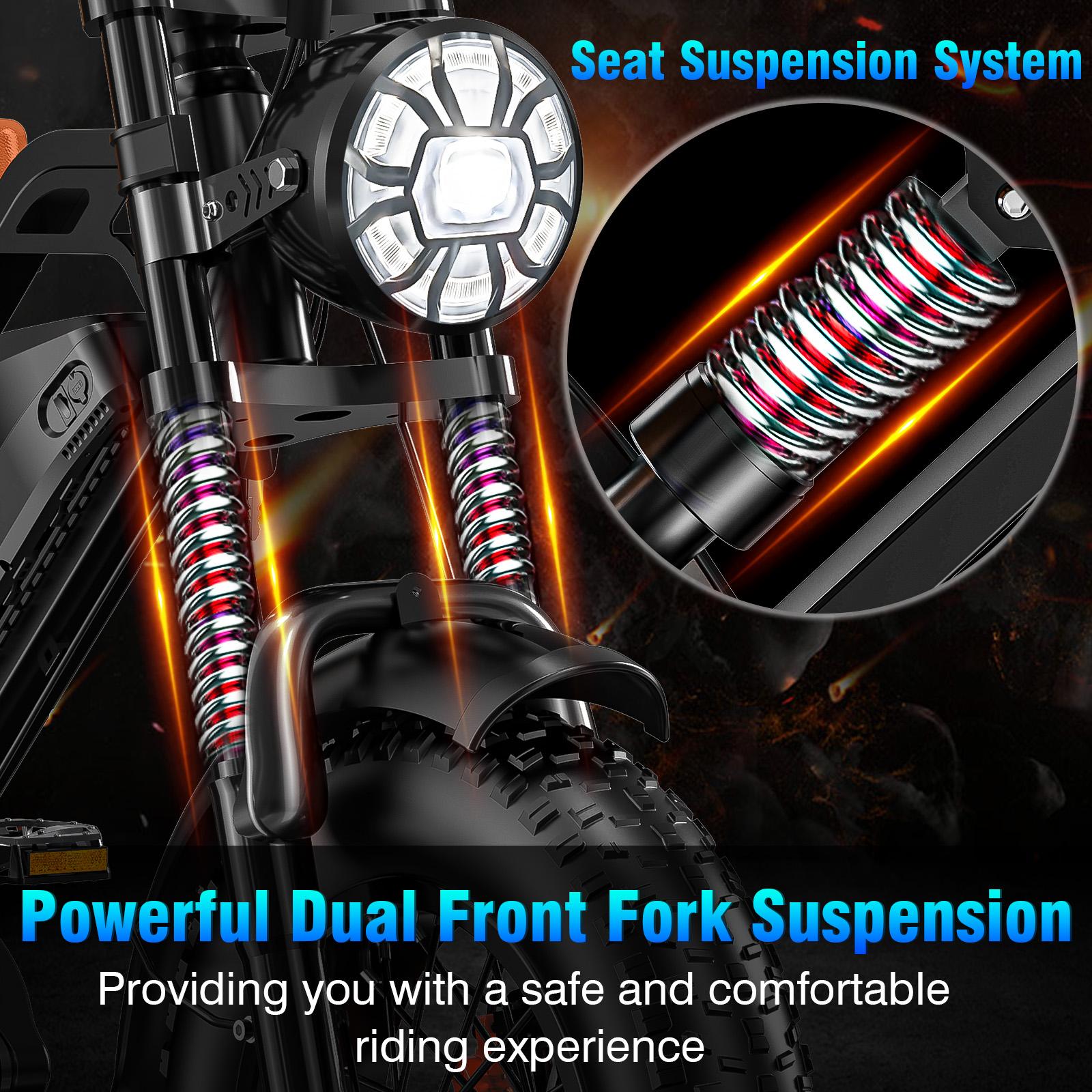 TERROSOR 1000w Adult Off-Road Electric Bike, Five-Speed Transmission, 16-Inch Wide Tires, 48v15ah Removable Battery, Front And Rear Dual Disc Brakes With Dual Spring Shock Absorbers ebike