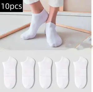 10 Pairs Of All-Season White Sporty Casual Solid-Color Versatile Breathable And Sweat-Absorbent Comfortable Short Socks. Breathable And Soft Daily Running And Sports Socks. Solid-Color Casual Sport Socks. Simple Design, Comfortable Experience.