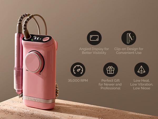 MelodySusie SM320G 35000RPM Professional Rechargeable Electric Nail File Cordless Nail E File for Acrylic Nails Gel Polishing Removing Efile Nail Kit for Manicure Salon Home High-Speed Nail Drill Set