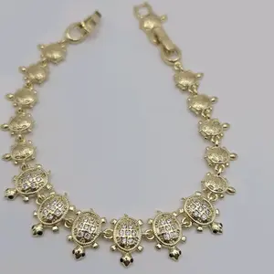turtles bracelet gold-plated 7 ½inches fashion style clear stone's