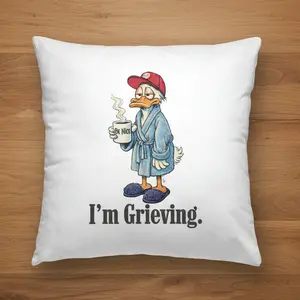 Be Nice I'm Grieving Pillow Case 16 Inch 100% Polyester Double Sided Compassion Sarcasm Decor Made in USA