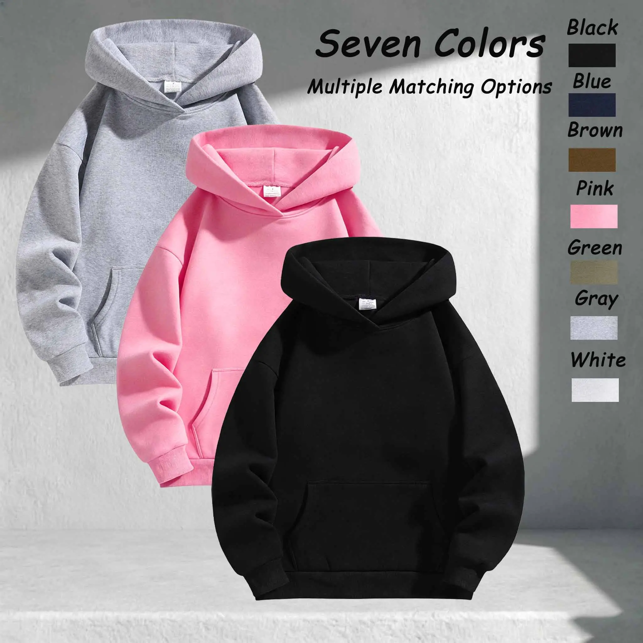 Men's Plain Long Sleeve Hooded Sweatshirt - Menswear Tops, Baggy Drop-Shoulder Pullover, Casual Campus Style, Durable, Machine Washable, Versatile Colors, Couples-Friendly Beige
