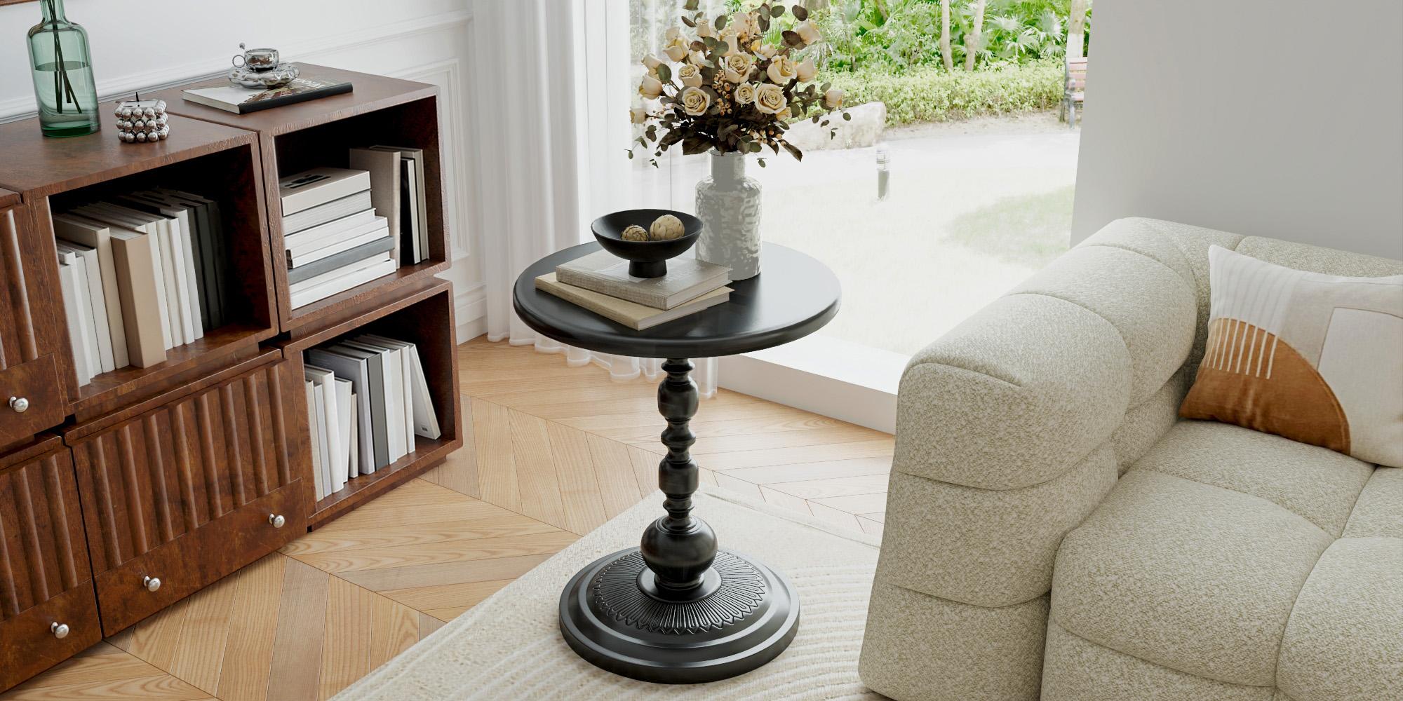 Pinmoco Round Side Table, Metal End Table, Anti-Rust and Waterproof Small Coffee Table for Living Room Bedroom Balcony Pinmoco Round Side Table, Metal End Table, Anti-Rust and Waterproof Small Coffee Table for Living Room Bedroom Balcony