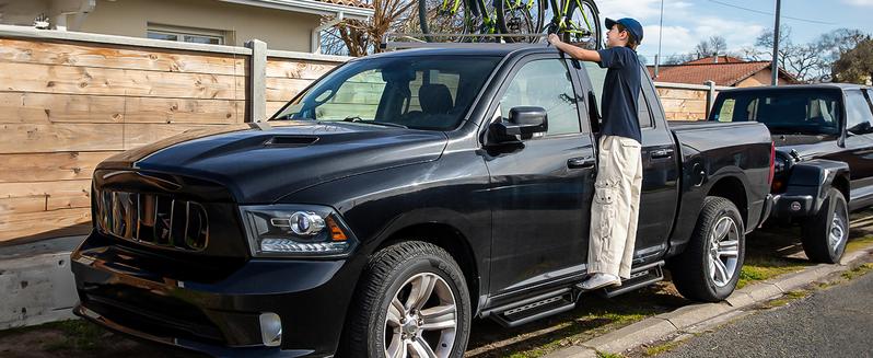 YITAMOTOR Running Boards & Side Steps Compatible with 2007-2018 Chevrolet Silverado GMC Sierra 1500 & 2007-2019 Chevrolet Silverado GMC Sierra 2500HD 3500HD Crew Cab, Black Powder Coated Nerf Bars, Two-Stair for Roof Operation Car Accessories Truck