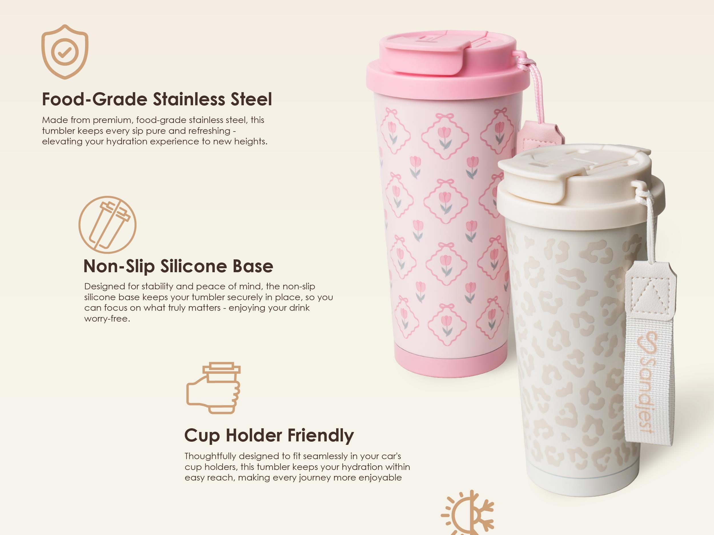 SANDJEST 18oz Insulated Iced & Hot Coffee Tumbler with 2-in-1-Lid, Leak Proof Portable Car-Friendly Cup Ideal for Office Outdoor Travel Easter Gift