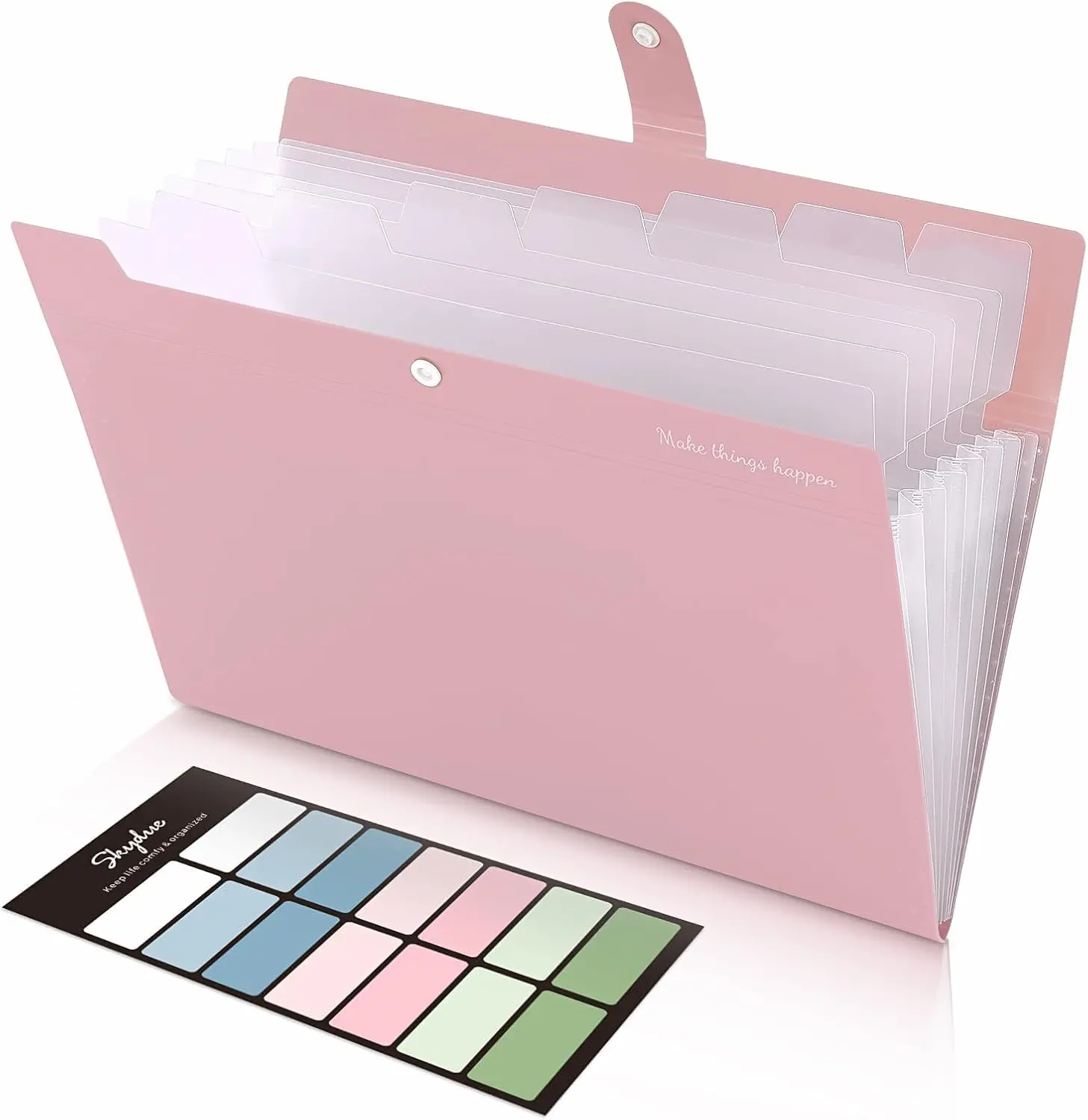 8 Pockets Expanding File Folders, Accordion Folders, Portable Paper Bill Receipt Organizer, Letter Size, Home College School Office Supplies, Pink folder