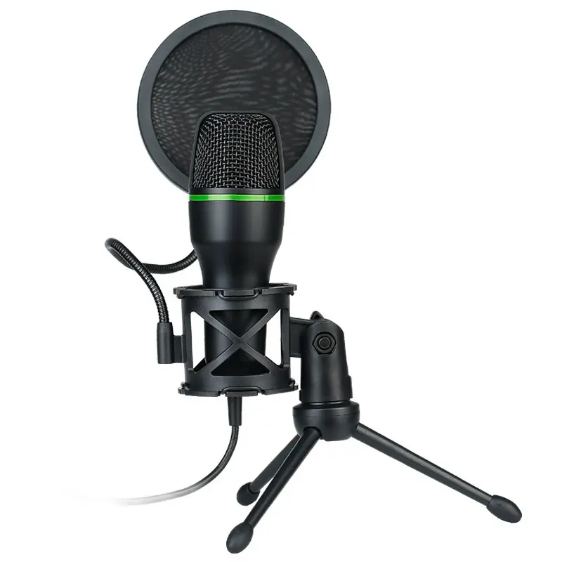 Condenser Microphone Set, RGB Colorful Lighting Effect Intelligent Noise Reduction, Live Game Recording Equipment Tripod Bracket, Computer Desktop Universal Streaming Device, Singing Mic