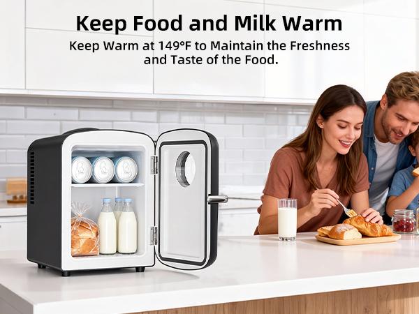 Antarctic Star 4L Mini Fridge, 12V/120V AC/DC Portable Electric Cooler & Warmer with Thermo-Electric Peltier System, Cool & Heat Function for Car/Home/Office, Black