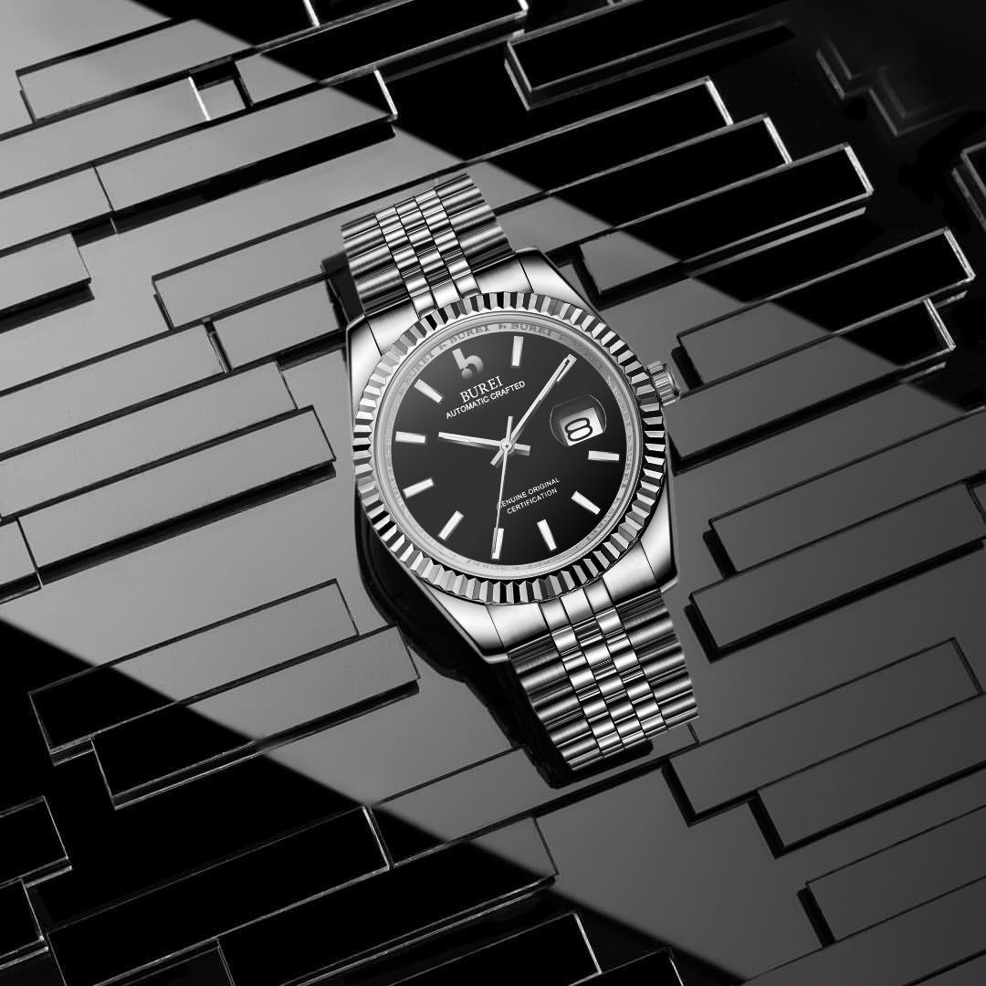 BUREI Men's Classic Luxury Watch Stainless Steel Waterproof Machine Watch Fashion Double Watch Date Sapphire Crystal BUREI Men's Classic Luxury Watch Stainless Steel Waterproof Machine Watch Fashion Double Watch Date Sapphire Crystal