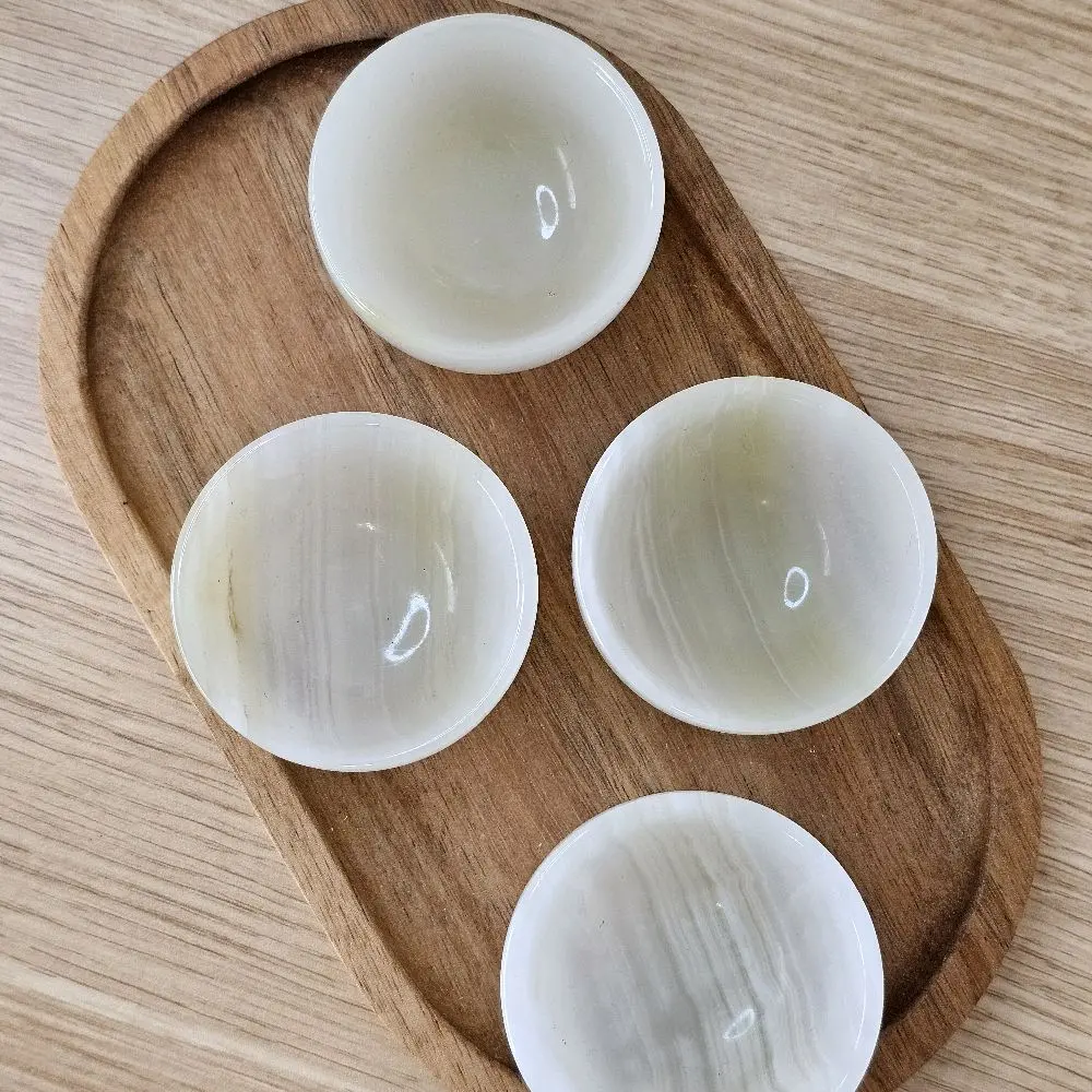 Green Calcite Crystal Bowls Green Calcite Crystal Bowls