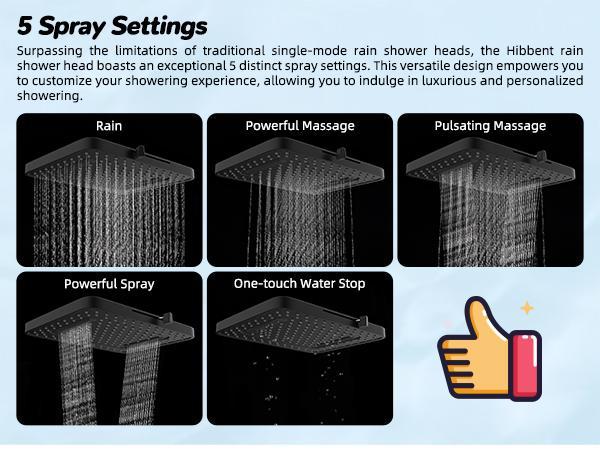 Anylock Upgraded 5-spray 13'' Shower Head for Easy Reach, High Pressure Rainfall Showerhead Combo with 10-mode Handheld Spray, 12'' Extension Arm, 4-way Diverter, 71'' Hose, Showerhead Holder, Black