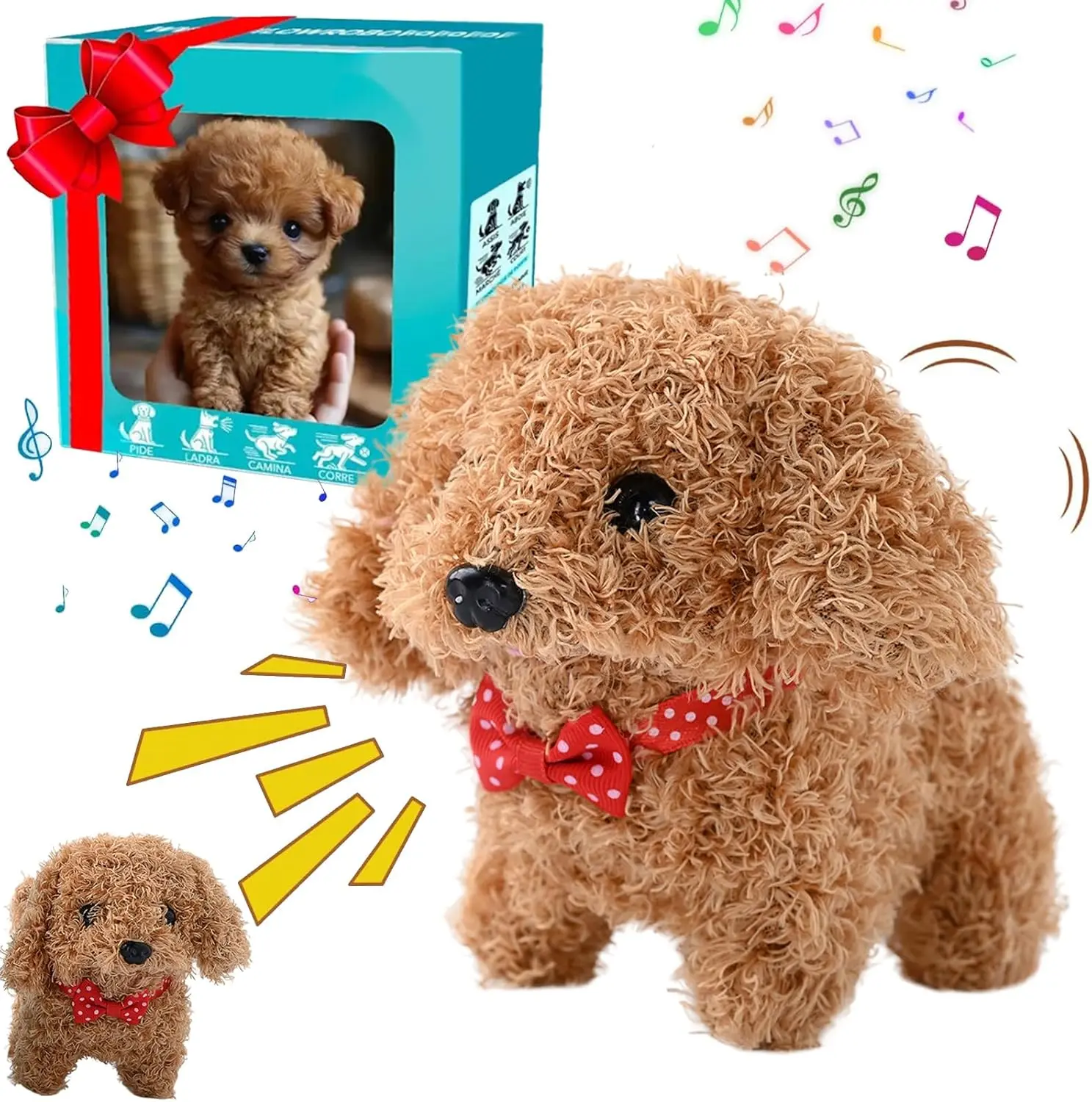 Realistic Robotic Puppy - Interactive Walking, Barking, Expressive Eyes & Fluffy Fur - Button-Controlled Robot Dog Companion for Home, Office, or Gift - Ideal for Adults & Teens, Cute Animal Replica, Soft Texture Fur