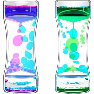 Liquid Motion Bubbler Timer Pack of 2 Great Desktop Colorful Hourglass Liquid Bubbler Small Calming Relaxing Toys Sensory Anxiety Autism ADHD Fidget Toys