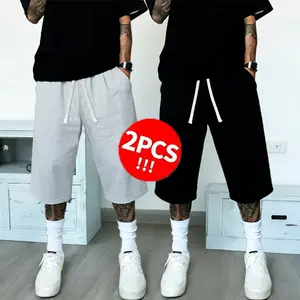 Men’s Summer Straight-Leg Solid Color Loose Fit Athletic Running Casual Knee-Length Shorts