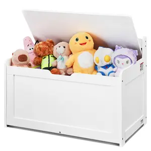 VEVOR Wooden Toy Chest for Kids,  , Toddler Toy Storage Box with Flip-Top Lid and Safety Hinge, 32.68 x 17.91 x 24.02" Large Kids Storage Bench for Playroom, Bedroom, Living Room or Entryway, White