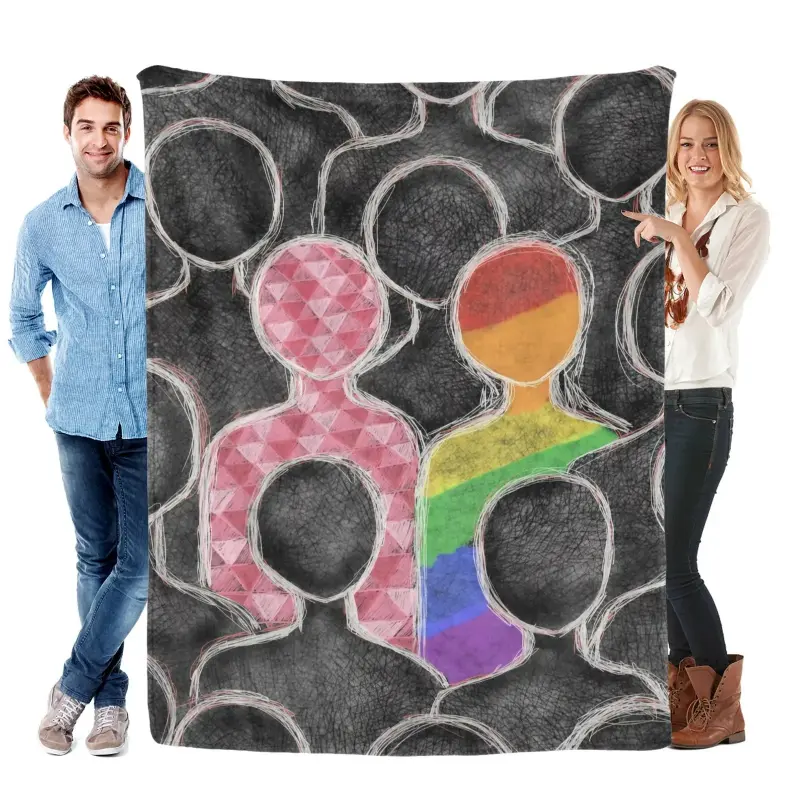 LGBTQ Rainbow Pride Flannel Blanket Soft Warm Plush Throw Blanket for Gay Lesbian Friends Besties Inclusion Symbol Bedroom Dorm Sofa Couch Aesthetic Room Decor Birthday Gift Cozy Blanket