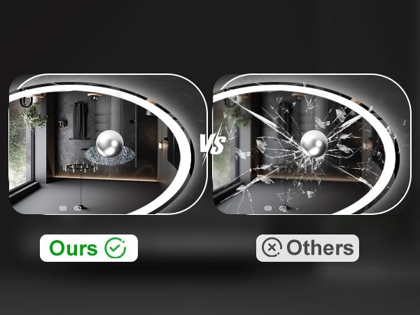 【Valentine's Day Gifts】Round LED Bathroom Mirror with Lights, Circle Vanity Mirror with Anti-Fog, Dimmable, 3-Color Light, Memory Function, Tempered Glass