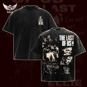 [Hoodie Swe Tee] The Last of Us Ellie Williams Sayal Heavyweight 320gsm Acid Washed Sweatshirt Streetwear Culture Boxy Silhouette Urban Statement Piece High Street Fashion Grunge Aesthetic Cyber Y2K Graphic Crewneck Distressed Edge