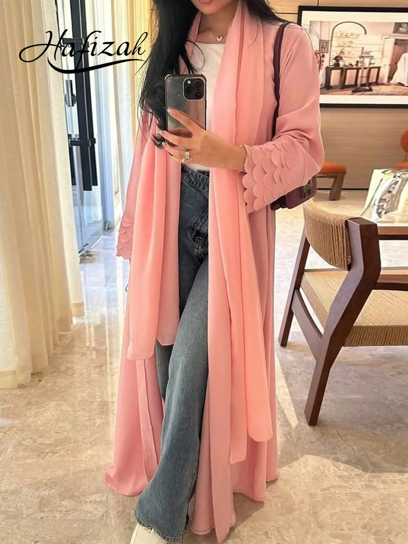 Hafizah Petal Sleeve Long Cardigan, Loose-Fitting Lightweight Basic Outerwear, Daily Commute Office Work Clothes Versatile Women's Jacket, All-Season Fashion, Womenswear Clothes, Stylish Office Wear, Outfits
