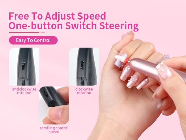 SAVILAND Electric Nail Drill: Professional Portable E-File Nail Drill with 6PCS Drill Bits for Manicure & Pedicure, Electric Nail File for Home & Salon Use, Rose