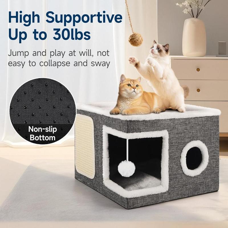 Extra Large Cat Condo Foldable Two Story Sisal Scratching House with Removable Washable Mat Soft Nest for Kittens Adult Cats Multi Functional Pet Furniture Extra Large Cat Condo Foldable Two Story Sisal Scratching House with Removable Washable Mat Soft Nest for Kittens Adult Cats Multi Functional Pet Furniture