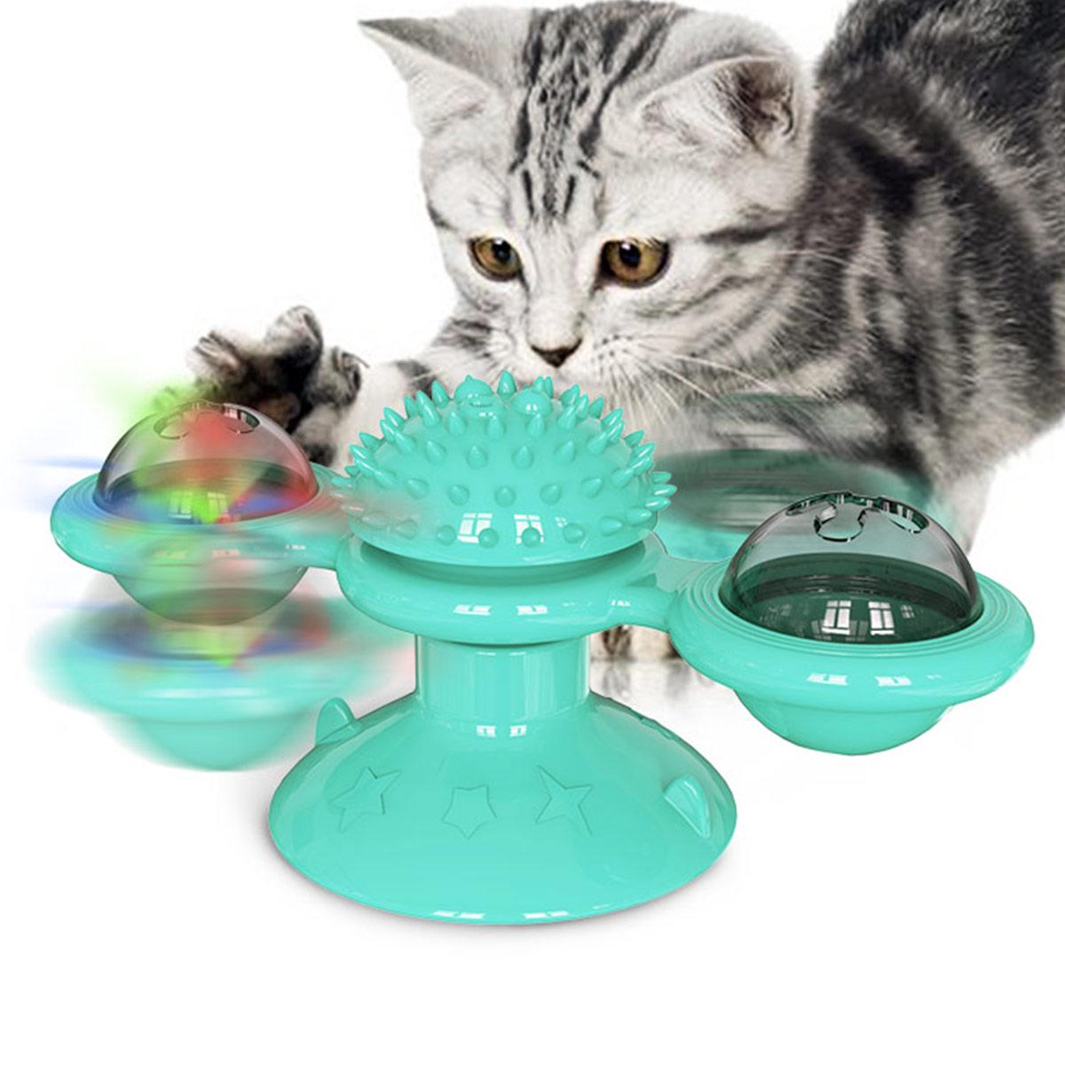 New Windmill Cat Toys Fidget Spinner for Kitten with LED and Catnip Ball New Windmill Cat Toys Fidget Spinner for Kitten with LED and Catnip Ball
