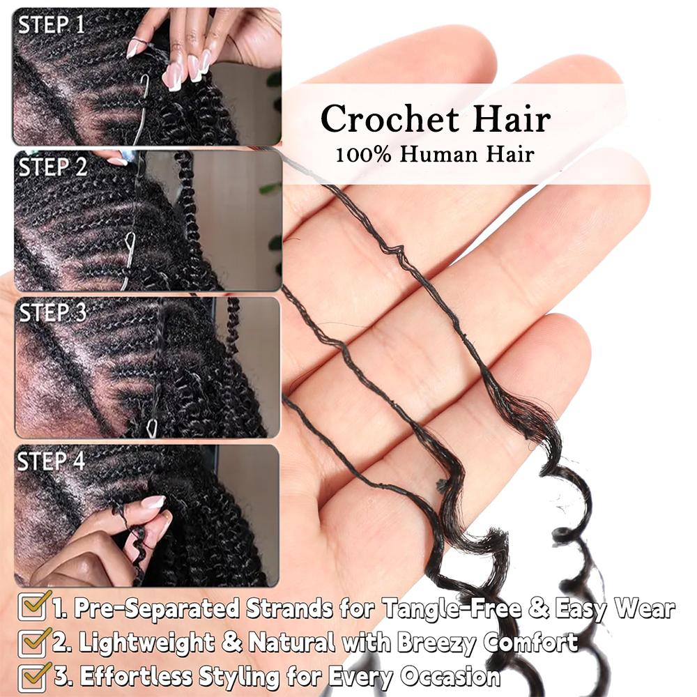 New 2026 Ramiss Body Wave Crochet Human Hair for Mircale Knots Boho Braids 4-5 Packs for Full Head, Pre-Separated 50g/Pack Time-Saving, 40 Strands/Pack Body Wave Feather Crochet Human Hair Extensions Miracle Knots Knotless Pre-Separated Crochet Braid Hair