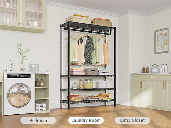 VIPEK V1 Wire Garment Rack 4 Tiers Heavy Duty Clothes Rack for Hanging Clothes Freestanding Closet Clothing Rack with 4 Adjustable Shelves