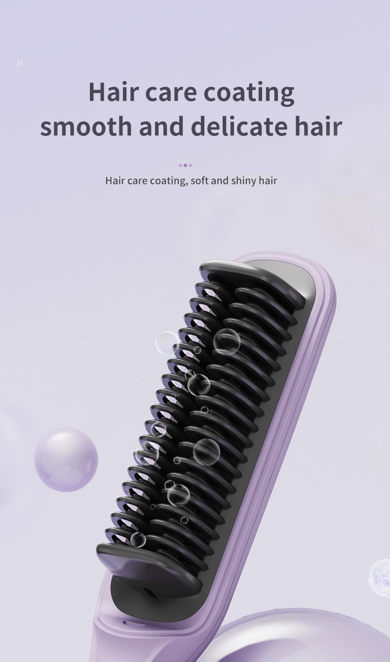 PretiHom-Hair Straightening Comb Styling Tool Anti-FrizzCurler Comfort Salon Negative lon Hair Brush StraighteningBrush Heated Hair Straightener
