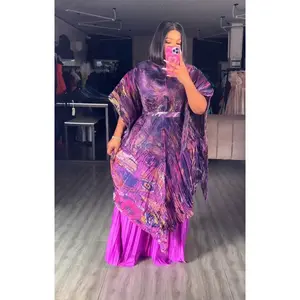 Asymmetic Pleated Kaftan Top & Wide Leg Pants, 3-Piece Outfit for Wedding Guest Engagement Ceremony Dinner Party