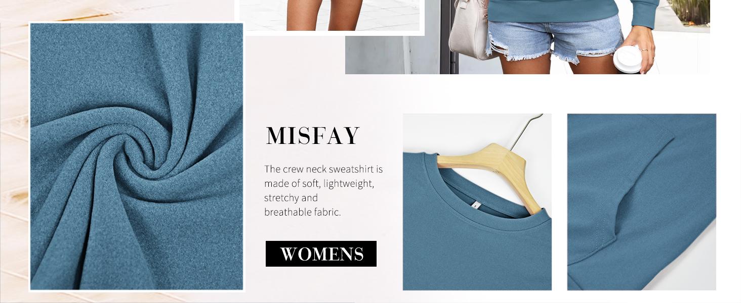 [Restocked] MISFAY & AUSELILY Women's Crewneck Hoodless Sweatshirt Hoodless Sweatshirt with Kangaroo Pocket Fleece Long Sleeve Oversized Casual Style Shirt Hoodie Solid Pullover Lightweight Loose Tops