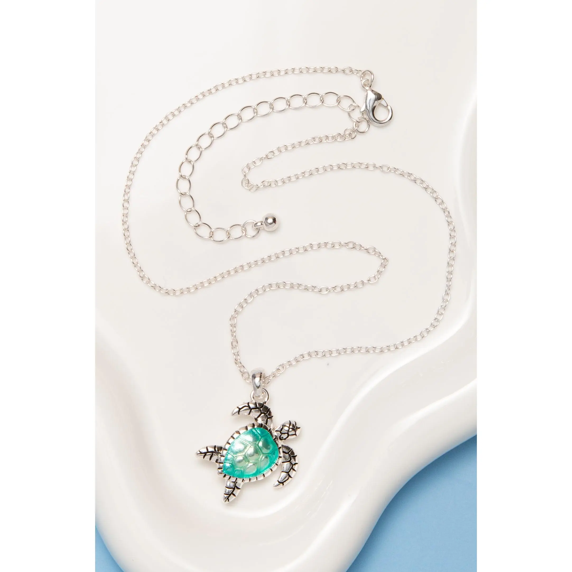 Annabelle Turquoise Epoxy Turtle Shell Pendant Necklace