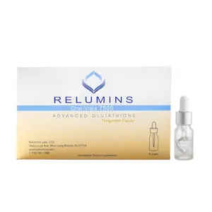 Relumins Liquid Glutathione Oral Supplement – 7500mg Advanced Formula with Vitamin C Booster – Fast Absorbing Tangerine Flavor – Vegan, Halal & Kosher Certified – 5 Mini Bottles